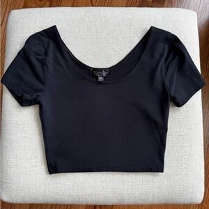 Topshop Black Fitted Short Sleeve Bodysuit